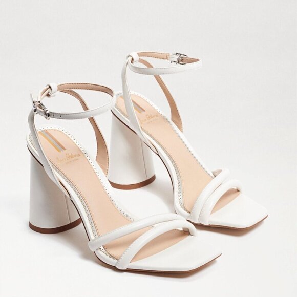 Sam Edelman Kia Women's open toe heels white leather 10 wide - Picture 1 of 9